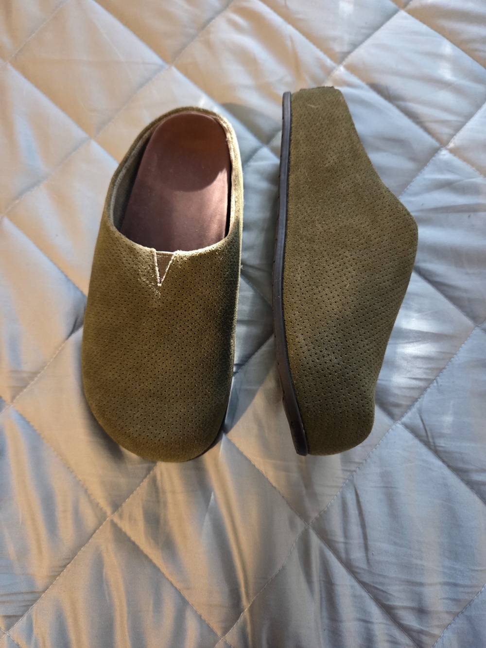 Commbi Sage Green Suede Lily Slip-On Clog - Picture 3 of 5
